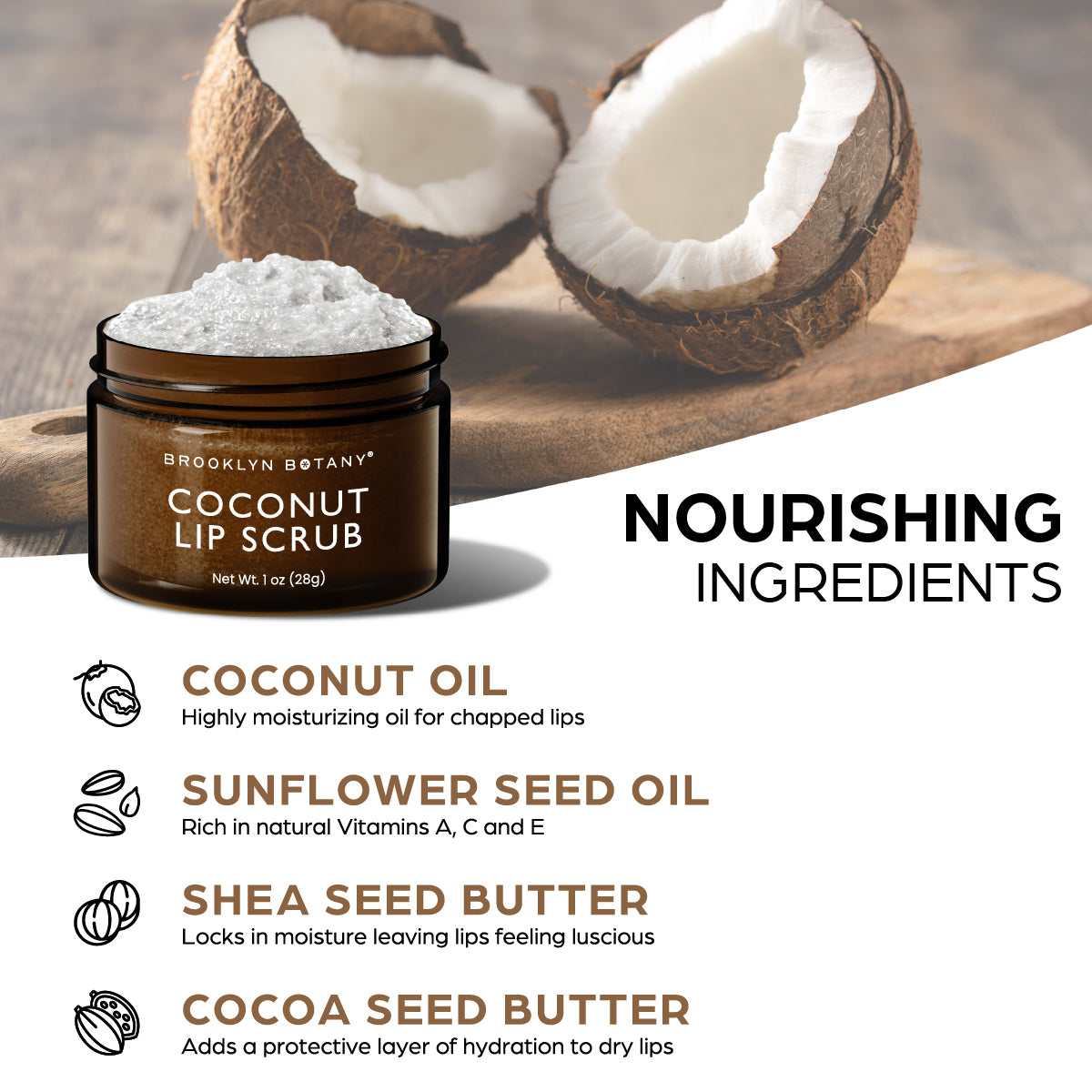 Lip Scrub Exfoliator - Coconut 1 oz