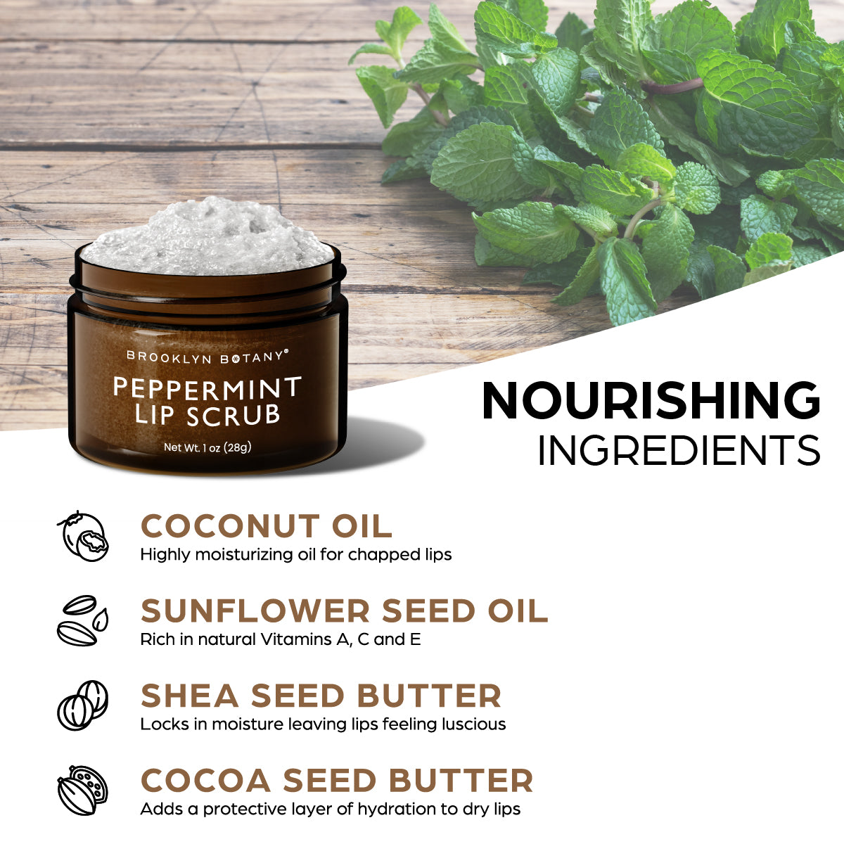 Lip Scrub Exfoliator - Peppermint 1 oz
