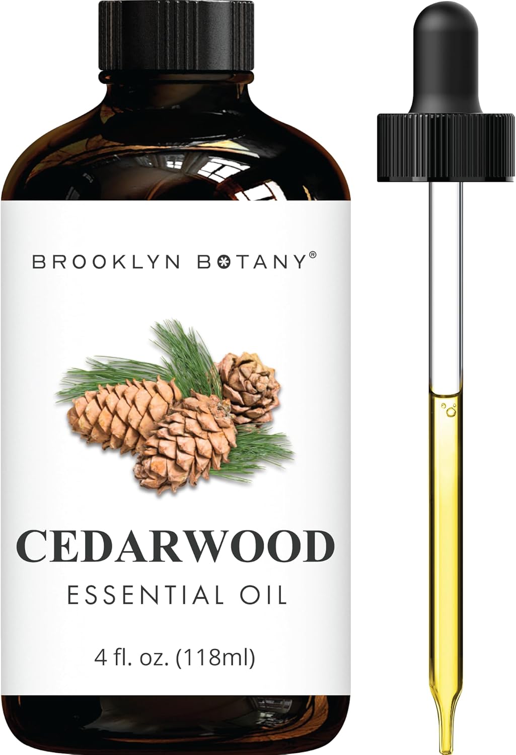Brooklyn Botany Cedarwood Essential Oil - Huge 118 ml - 100% Pure and Natural - Premium Grade with Dropper - for Aromatherapy and Diffuser