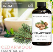 Brooklyn Botany Cedarwood Essential Oil - Huge 118 ml - 100% Pure and Natural - Premium Grade with Dropper - for Aromatherapy and Diffuser