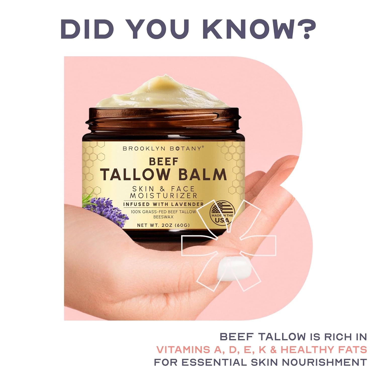 Beef Tallow Balm Infused with Lavender