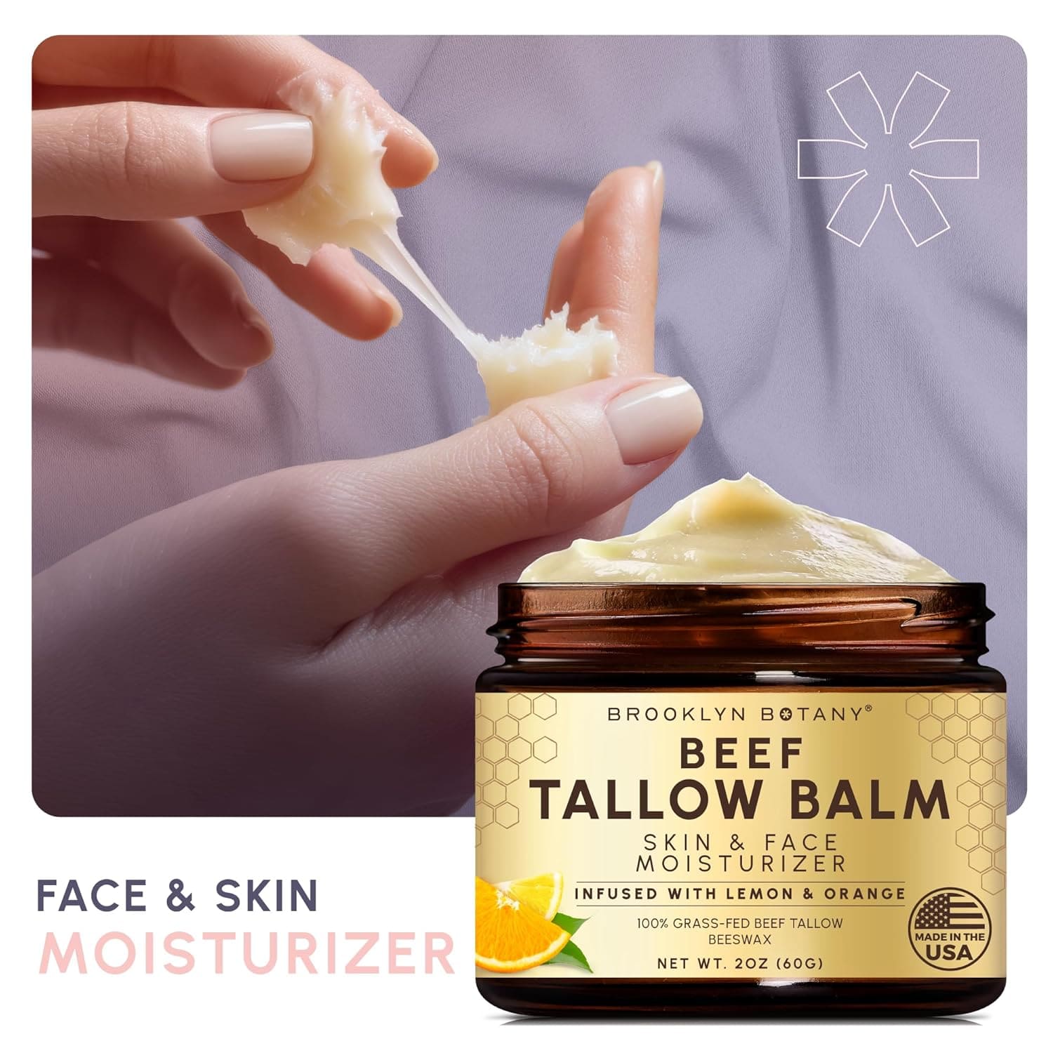 Beef Tallow Balm infused with Orange and Lemon Oil