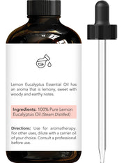 Brooklyn Botany Lemon Eucalyptus Essential Oil - Huge 4 Fl Oz - 100% Pure and Natural - Premium Grade with Dropper - for Aromatherapy and Diffuser