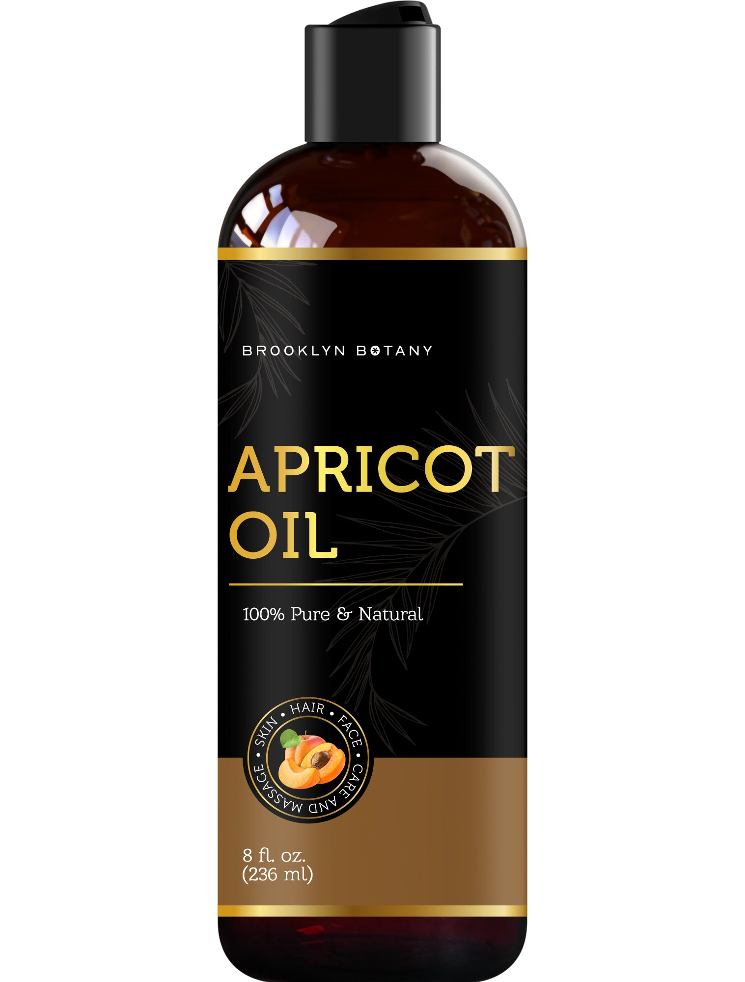 Brooklyn Botany Apricot Kernel Oil for Skin, Hair and Face - 100% Pure and Natural Body Oil and Hair Oil - Carrier Oil for Essential Oils, Aromatherapy and Massage Oil - 8 fl Oz