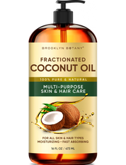 Brooklyn Botany Fractionated Coconut Oil | for Skin, Hair and Face | 16 Fl Oz | 100% Pure and Natural | Carrier Oil for Essential Oils, Aromatherapy and Massage | Hexane Free